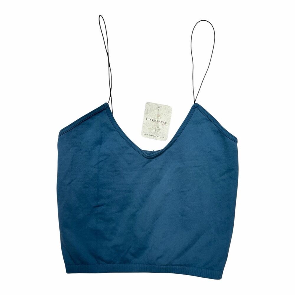 Brand New Free People Seamless Skinny Strap Crop Cami Women's Size XS/S Blue